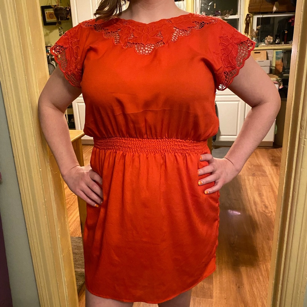 Sexy Red Dress with Lace Back